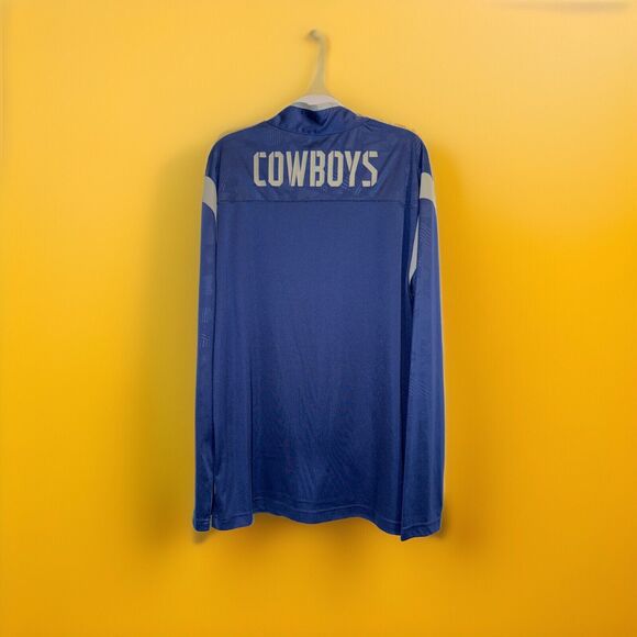 NFL Dallas Cowboys Mens LG Logo Half-Zip Pullover Navy Blue Camo Sleeves EUC - Picture 2 of 4